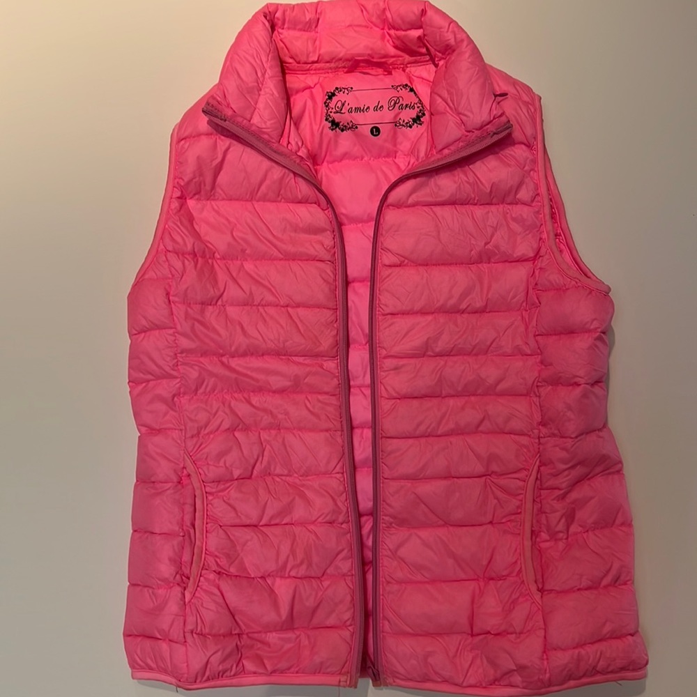Bright Pink Puffer Down Filled Vest